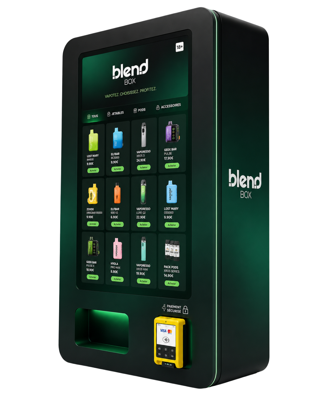 Distributeur automatique blend BOX avec écran tactile et paiement sans contact